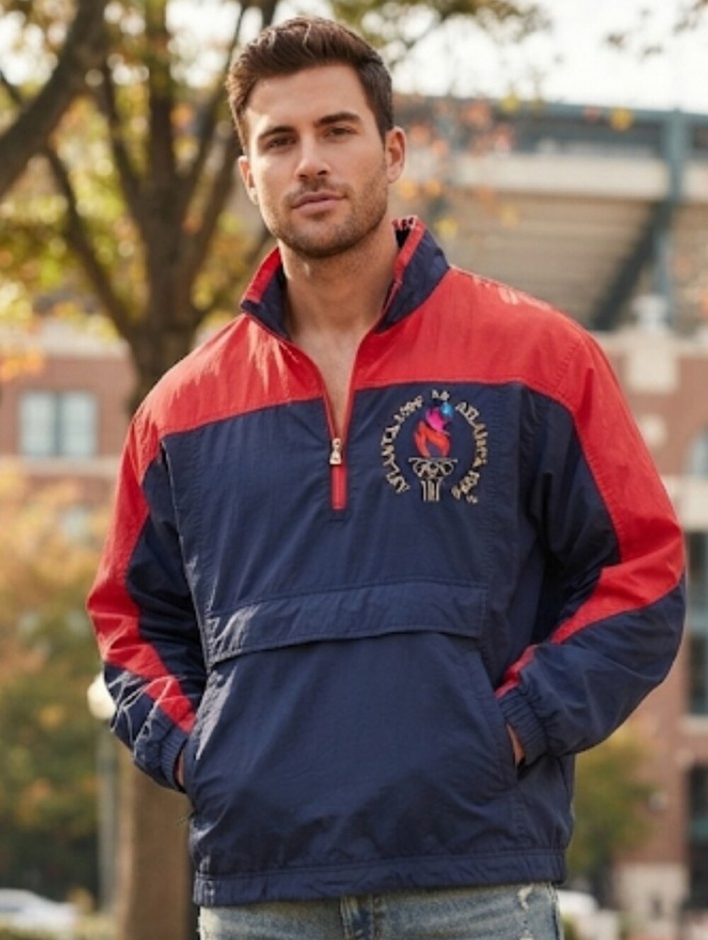 Vintage 1996 Atlanta Olympics Starter Windbreaker - 1/2 Zip Pullover XL Like New